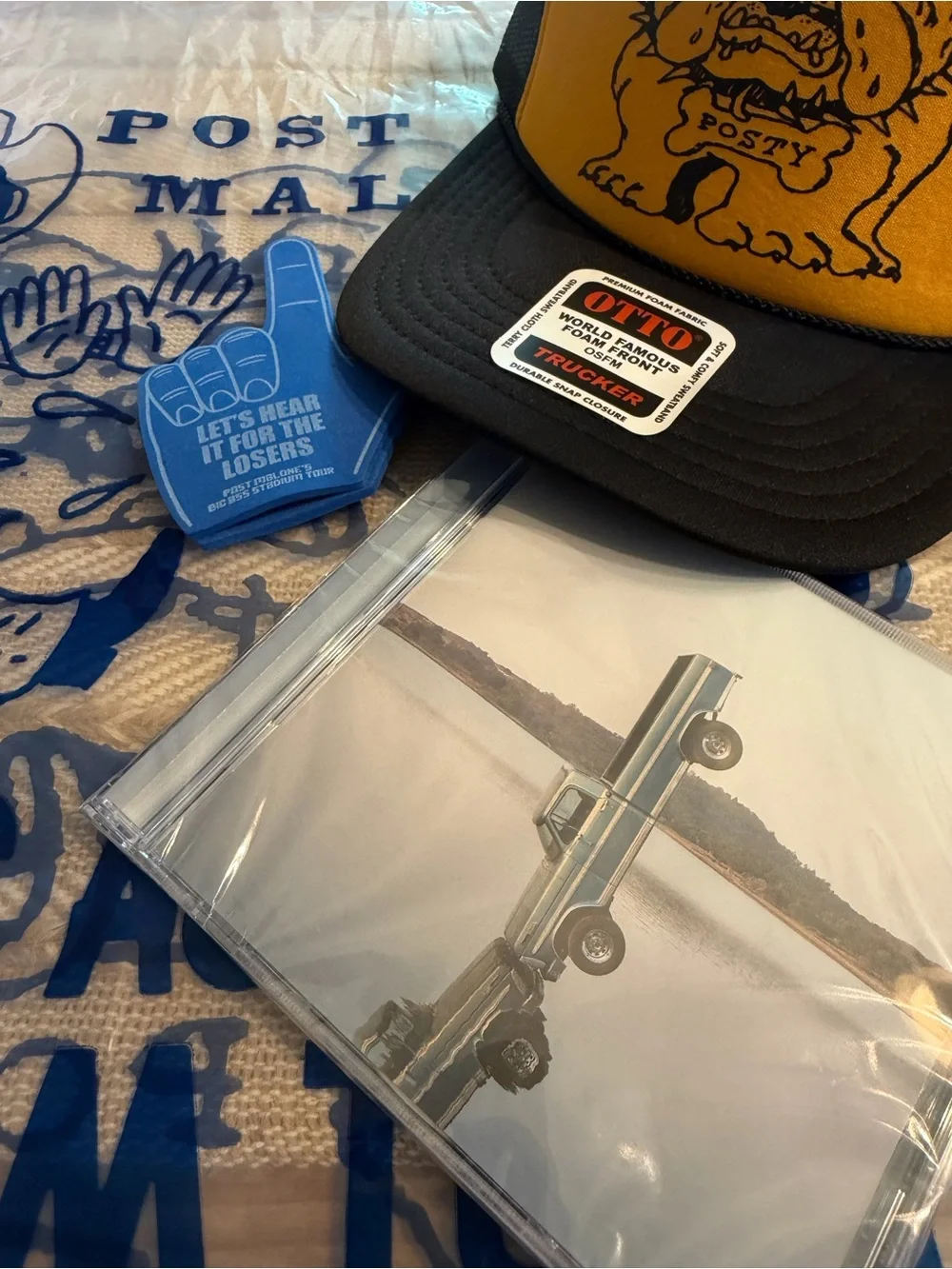 Post Malone Big Ass Stadium Tour Poster Hat CD Finger Loser NEW